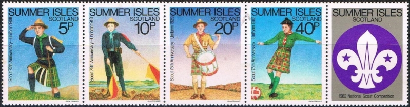 Summer Isles 1982 75th Anniversary of Scouting British Local Stamps Summer Isles 1982 75th Anniversary of Scouting British Local Stamps